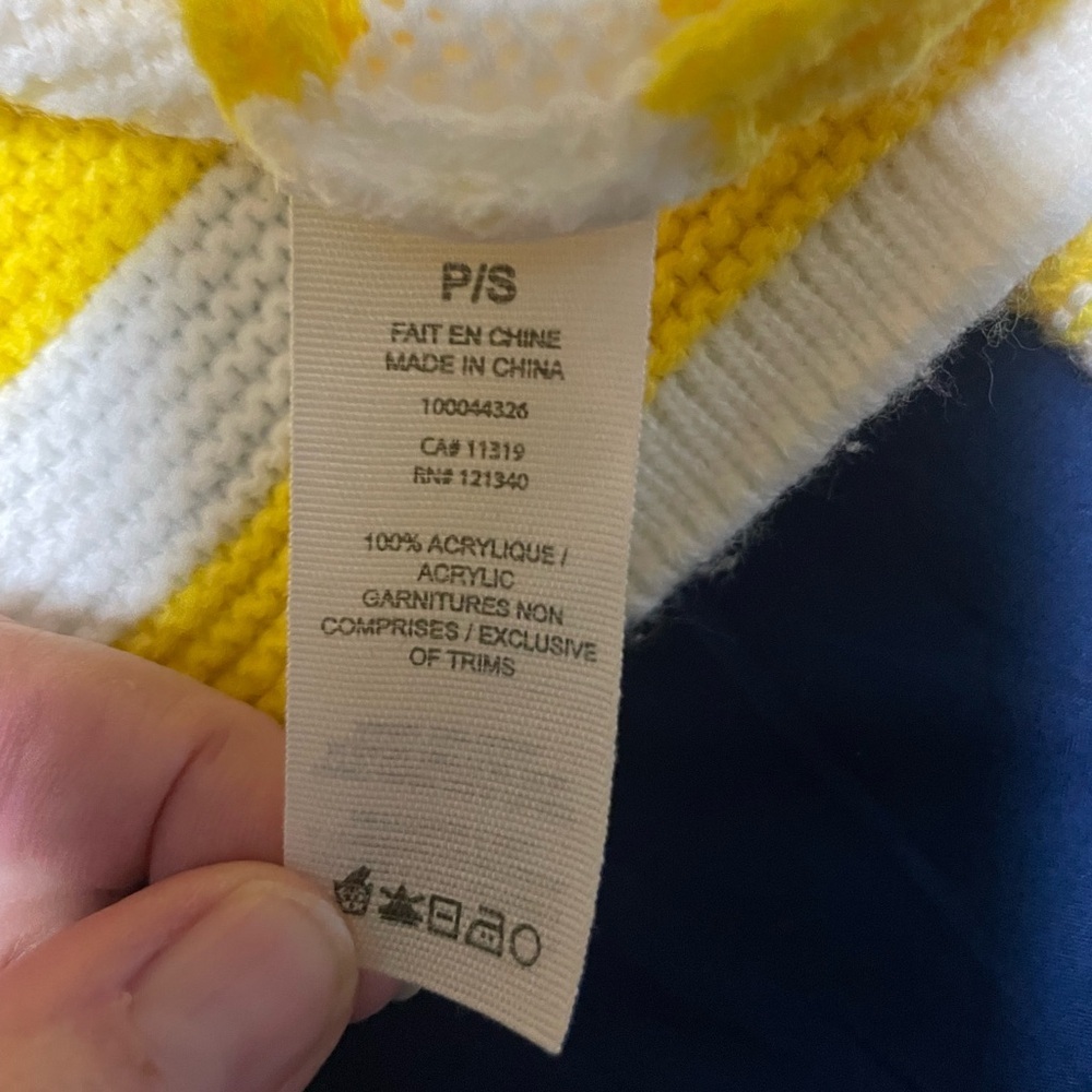 Garage Women's Knit Cropped Sweater Striped Yellow White Long-sleeves Sz S - Picture 3 of 6